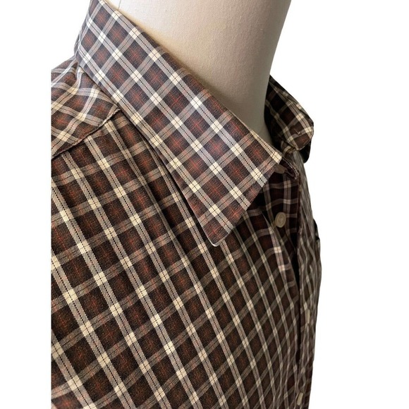Eddie Bauer Classic Fit Wrinkle Resistant Brown Plaid Shirt Men's Size XL - Picture 8 of 10